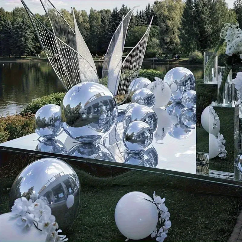 10–70 Zoll silberne runde Luftballons 4D großer Silber Gold Heliumballon DIY für Geburtstag Babyparty Hochzeit Brautparty Dekor Glob – Detail 2