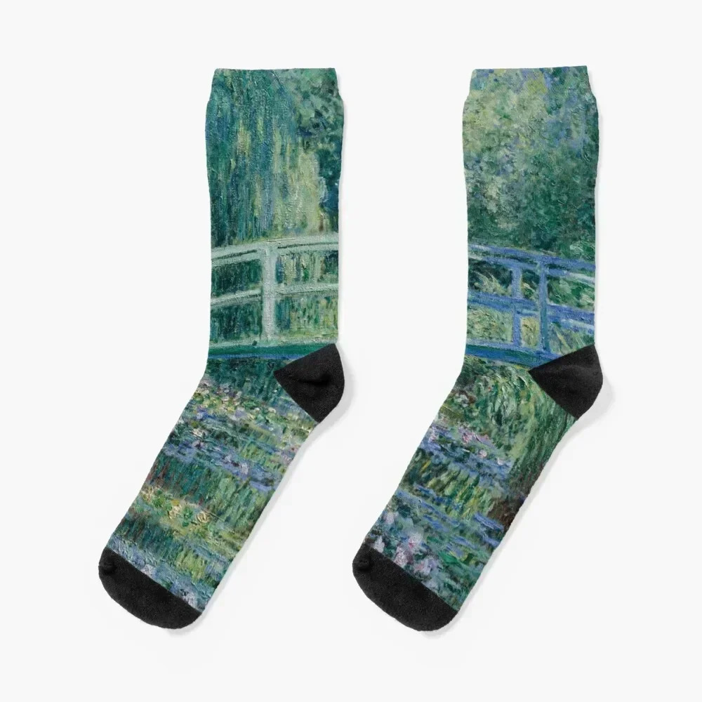 Claude Monet Bridge over a pond of water lilies Socks winter thermal aesthetic Socks For Women Men's