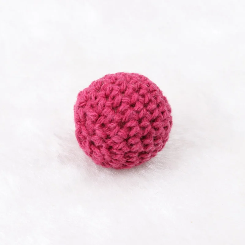 NONE Chengkai 50 Stück 16 mm 20 mm runde, strickende Baumwolle, gehäkelte Holzperlen, Kugeln für DIY-Dekoration, Baby-Beißring, Schmuck, Halskette, Spielzeug 6