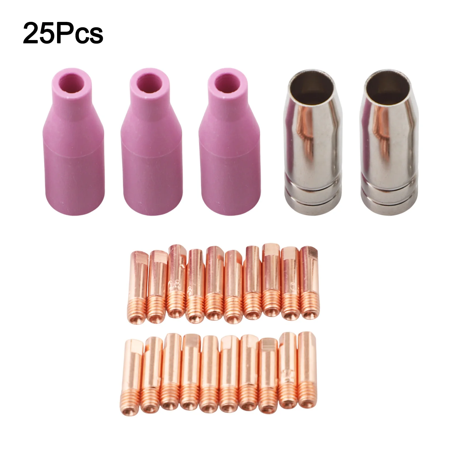 25PCS Contact Tip Set for MIG Welding Torches Designed for MB15 and For 15AK Compatible with MIG200 and Other Models