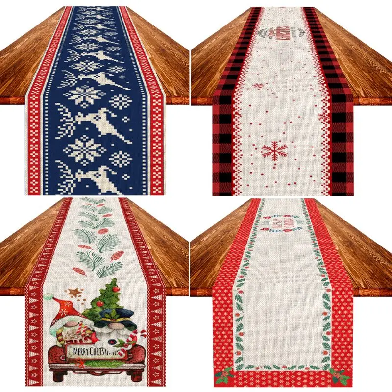  VIKAMA Christmas Table Runner, American Country Xmas Kitchen Table Flag, Holiday Party Home Dining Table Decoration
