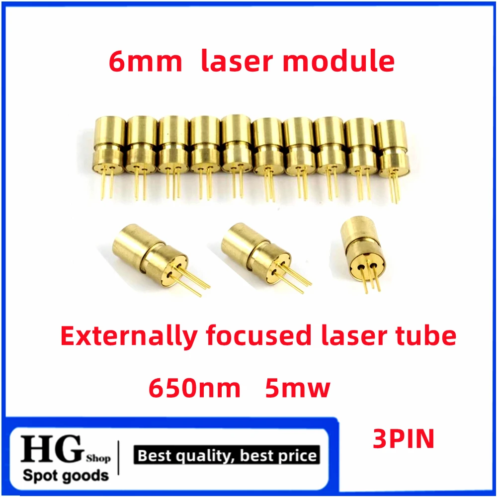 

5-10PCS/Lot 6mm industrial laser module Red spot external focus laser tube laser head 650nm 5mw