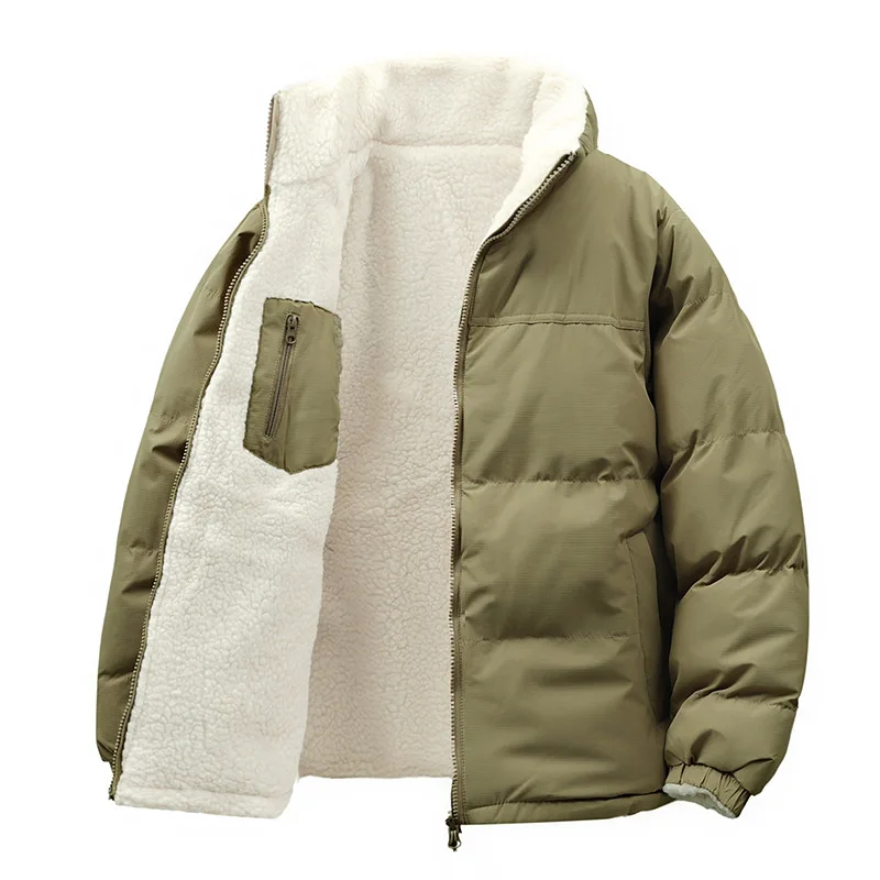 Jaket Katun 2025 Musim Gugur Musim Dingin Sweater Wol Domba Mode Remaja Hangat Outdoor Unisex Mantel Pasangan Atasan