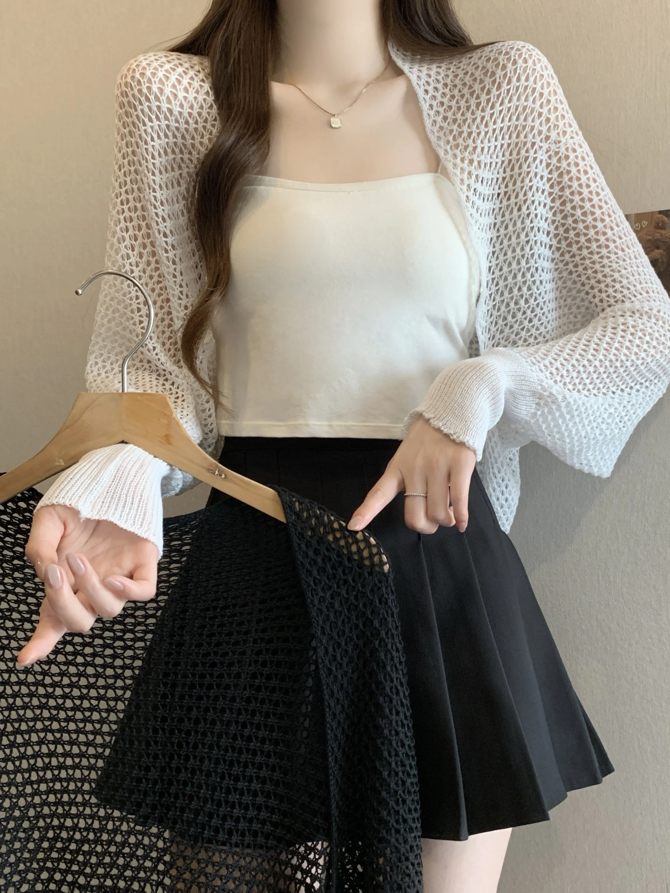 

plus Size Fashionable Long Sleeve Knitted Sun Protection Clothes Batwing Sleeve Open Cardigan Shoulder Wrap Outerwear for Women
