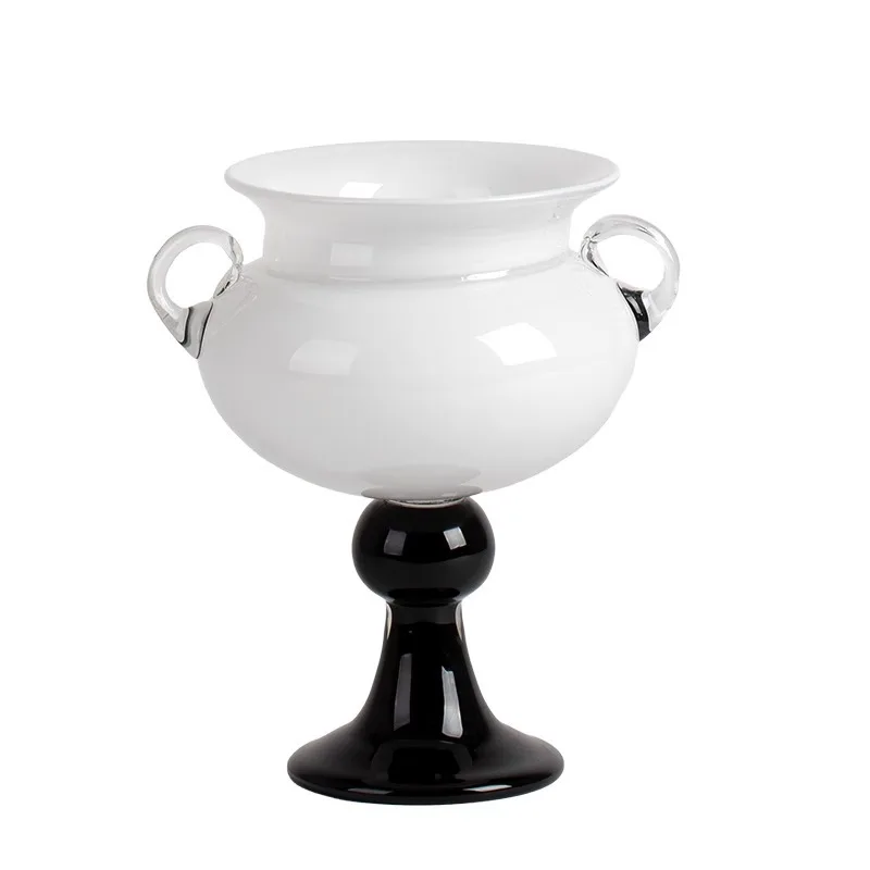 

Vase goblet retro black and white color matching antique gift ornament home desktop flower arrangement
