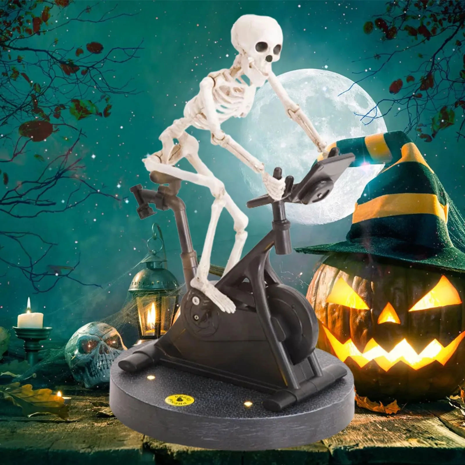 1/2/3pcs Animatronic Skeleton, Animated Skeleton Riding Bike, Funny Animatronic Skeleton, Novelty Decor Gift For Halloween