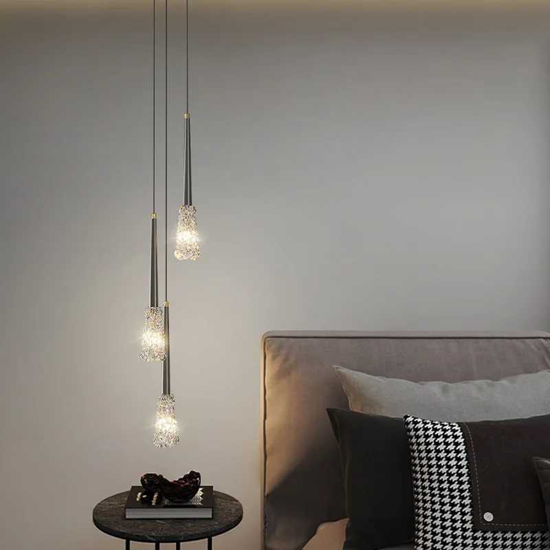 2025 Copper Bedroom Bedside Chandelier Modern Simple French Girl Shell Italian Light Luxury Pendant Lamp Long Suspension Wire Ha
