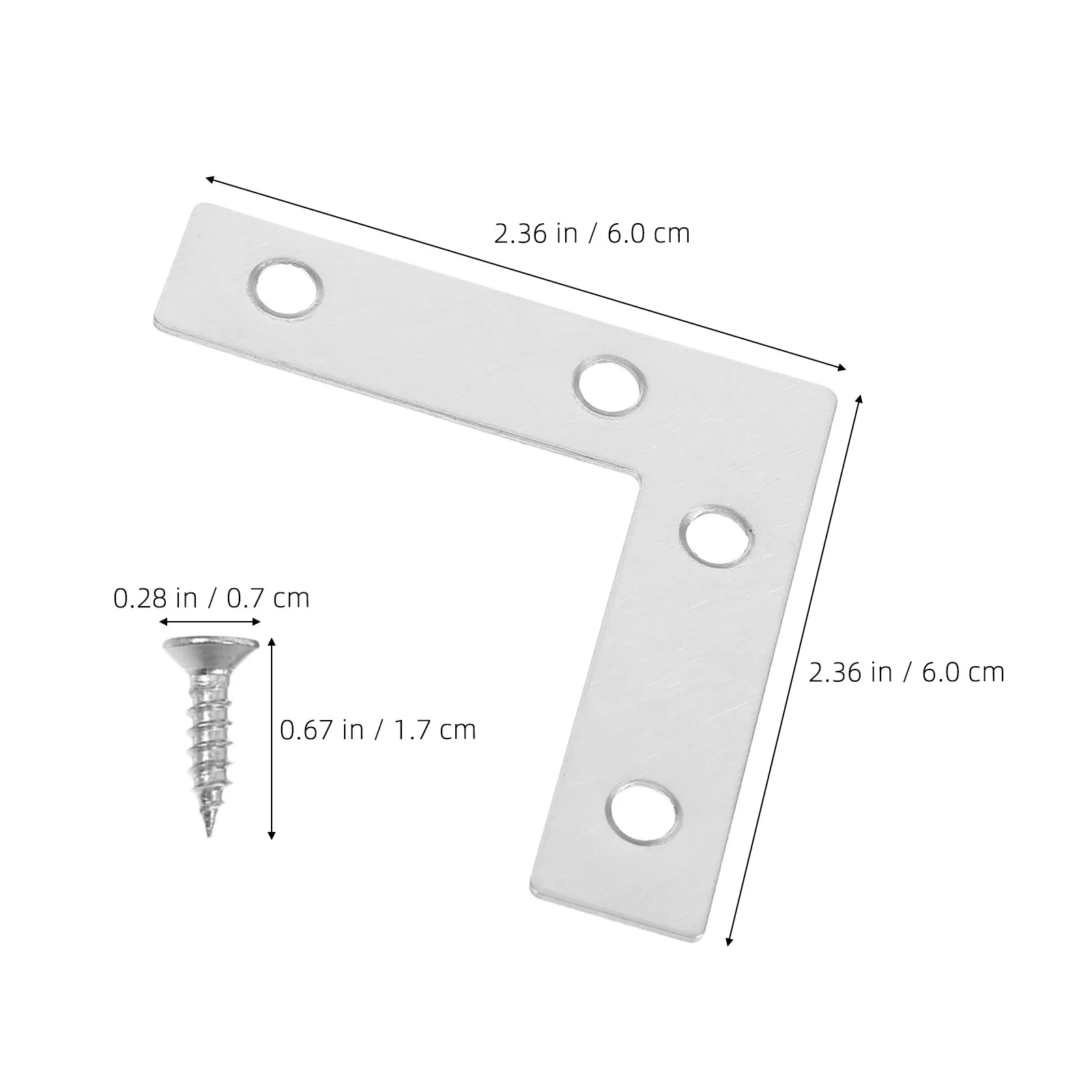 1Set Stainless Steel L-Shaped Shelf Bracket 4-Hole Heavy Duty Flat Corner Bracket for Wood Furniture Shelving Cabinet Mounting