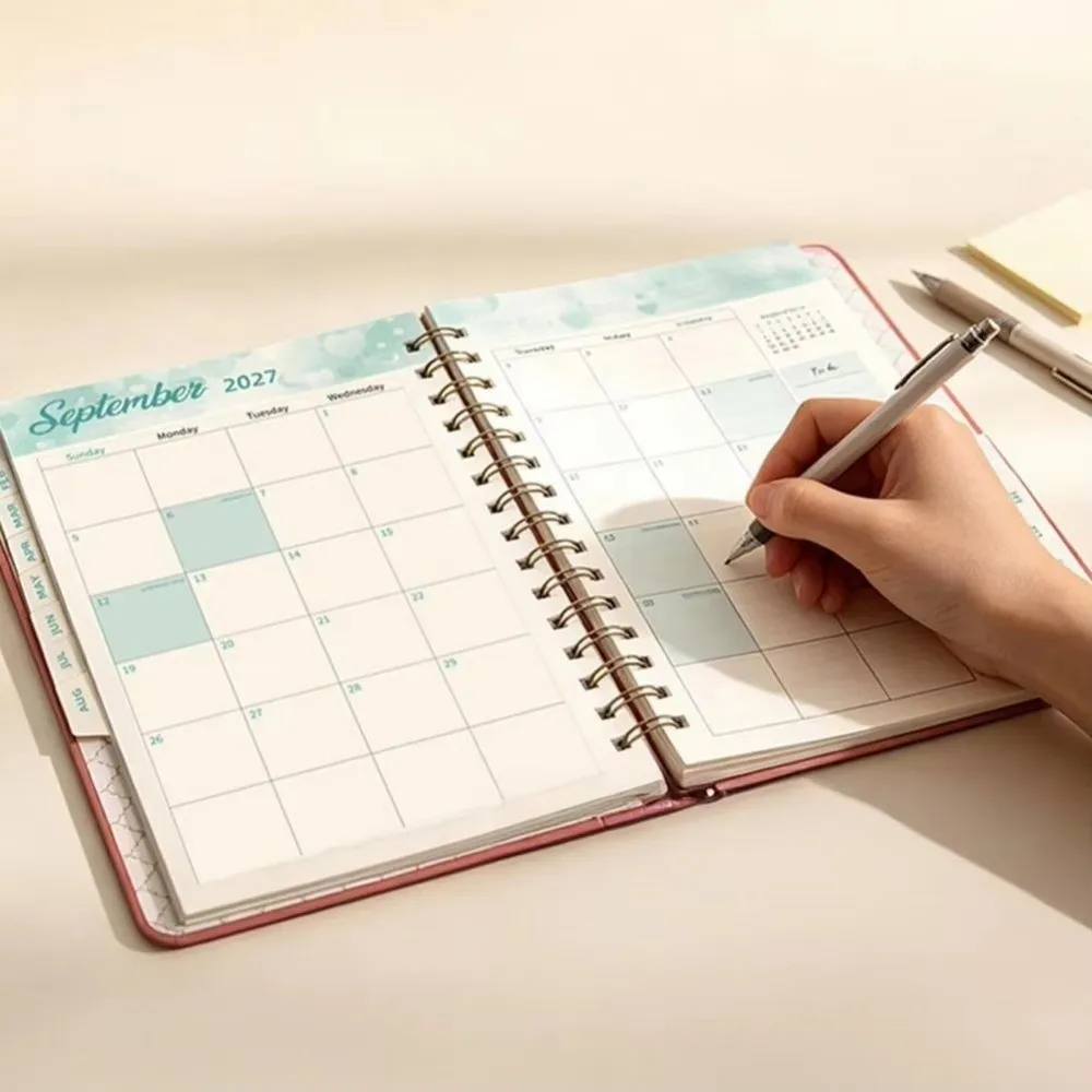 Lightweight 2027 Weekly Planner Thick Pages Tab Divided A5 Agenda Notebook Spiral Bound Paper Made Spiral Planner Work