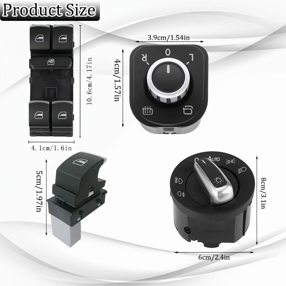 Chrome Headlight Switch And Power Window Master Control Assembly For Volkswagen VW CC EOS Golf GTI MK5 MK6 Jetta Passat Touareg