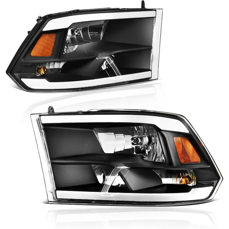 

LED DRL Headlight Assembly Compatible with 2009–2018 Dodge Ram 1500, 2010–2018 Dodge Ram 2500 3500 Pickup Headlamp Replacement B