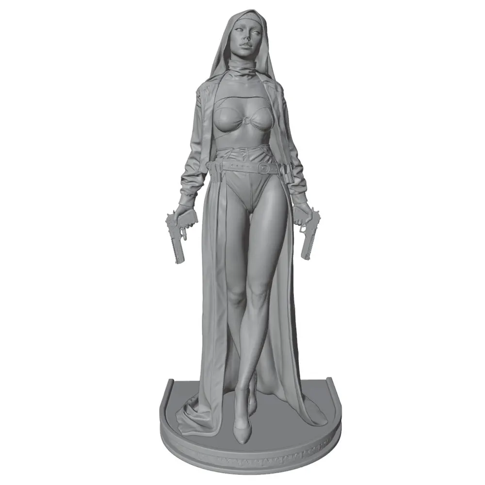 Figura resina monja pistolas dobles para pintar coleccionable - imagen 3