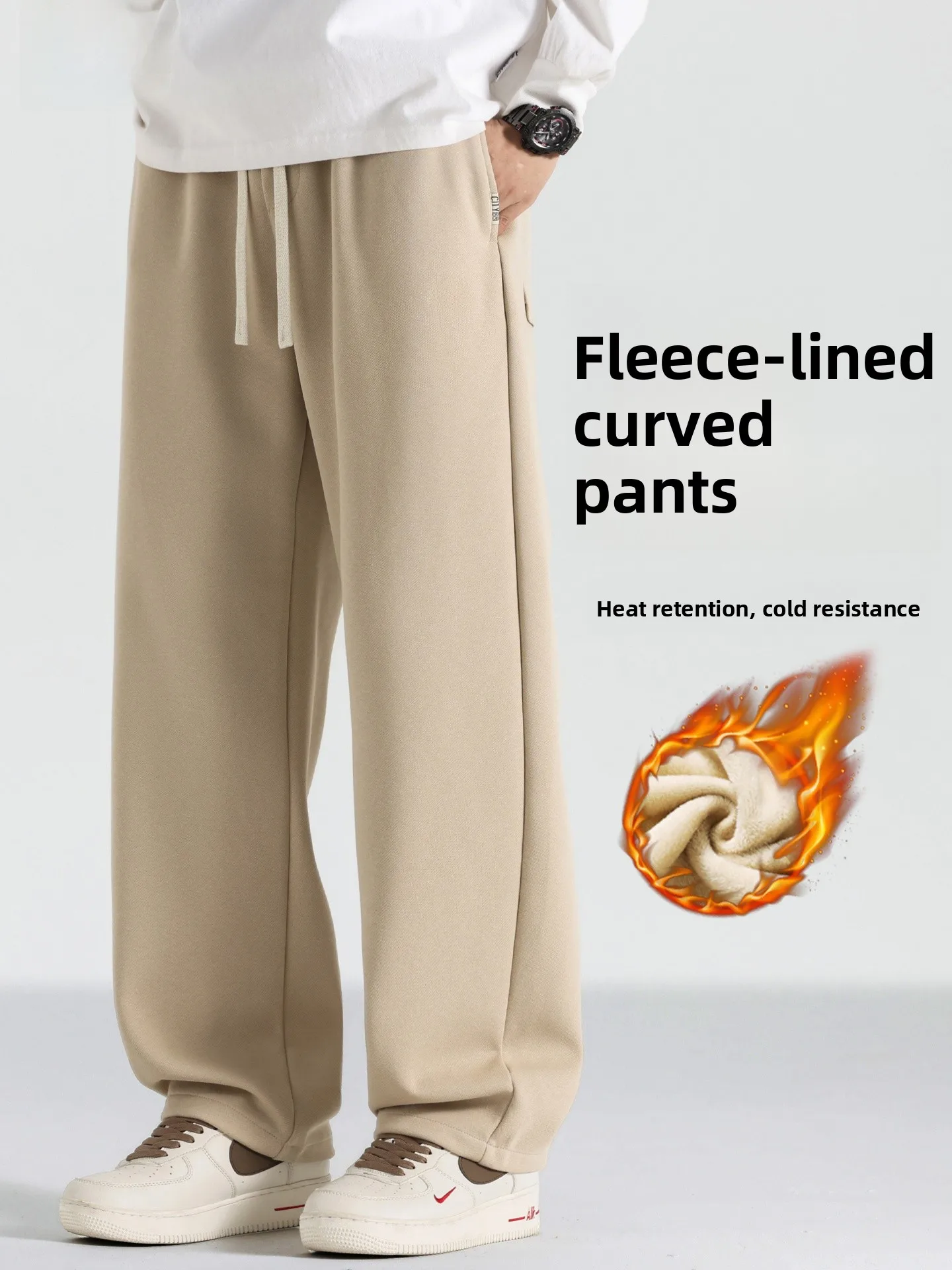 

American Sle Winter Thiened Fce Lined Men's Casual Straight Leg Pants Drapey Comfortable Autumn Winter Collection