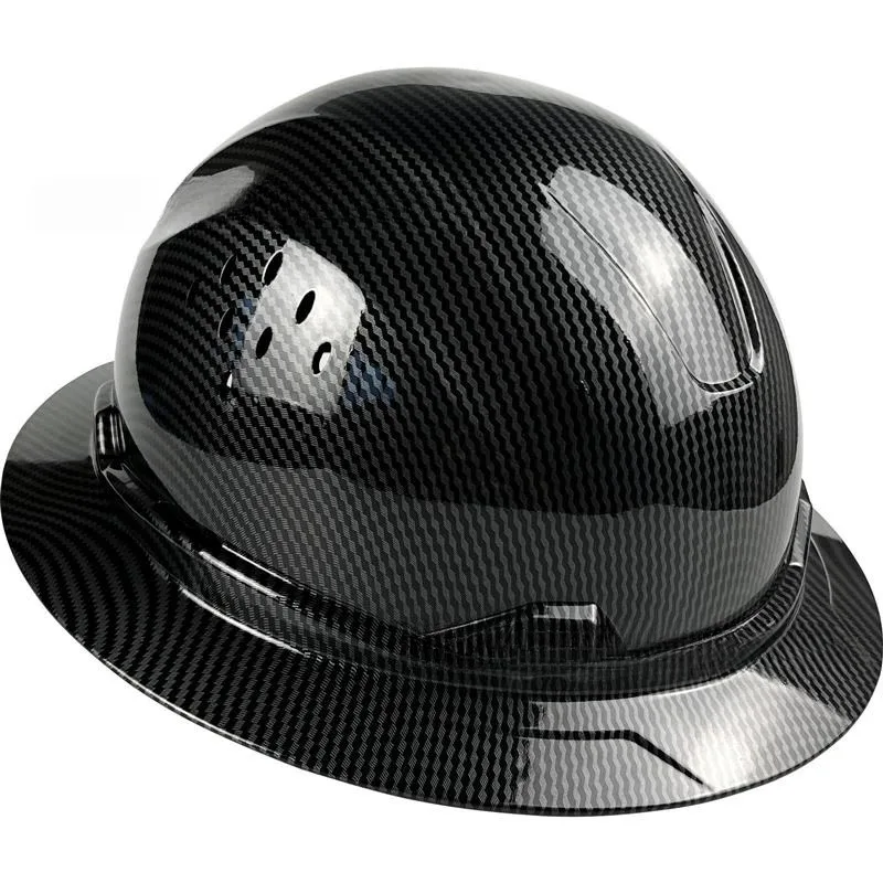 carbon fiber color big edge construction site hard hat smash-proof sunshade helmet