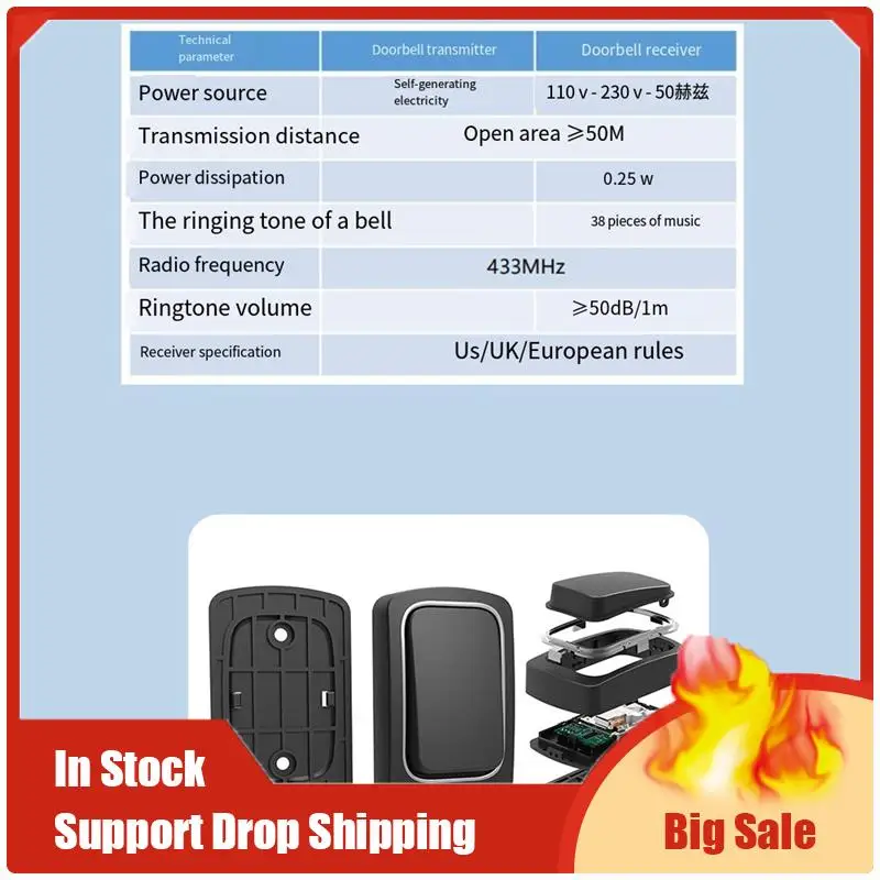 Mejores OFERTAS timbre inalámbrico autoalimentado sin batería timbre de puerta impermeable timbre para personas mayores dispositivo de seguridad para el hogar