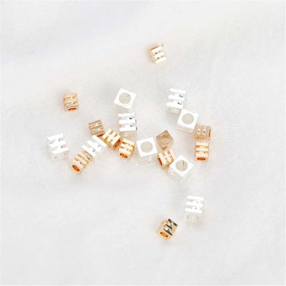 

50pcs 4mm 14K Gold Color Protection Accessories with Drawstring, DIY Jewelry, Bracelet, Necklace, Handmade String Hole, Beading