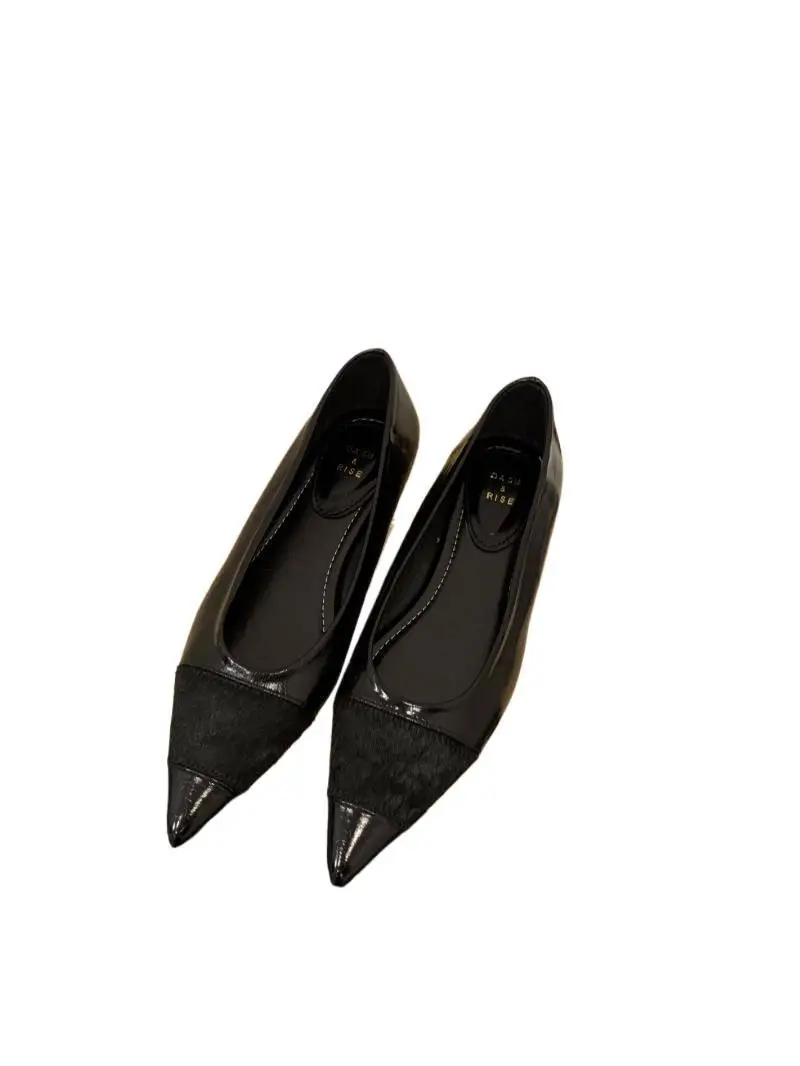 Spitze Zehen-Damen-Loafer, Schwarz, Braun, Weiß, lässige Pantoletten-Schuhe, neue 2024, modische, flache Slip-On-Partykleid-Schuhe mit niedrigem, flachem Absatz