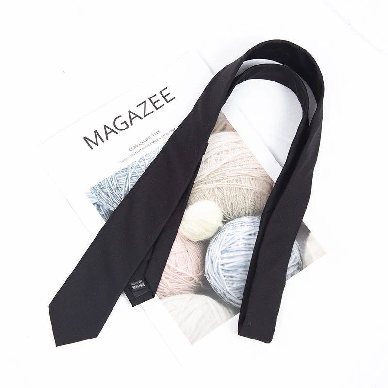 Corbata para hombre de 6cm de algodón clásico hecha a mano, corbatas negras ajustadas, cuello estrecho sólido, corbatas informales ajustadas de Cachemira, accesorios, regalos