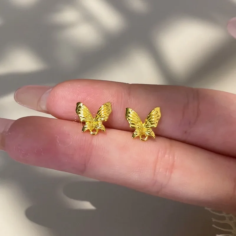 925 Sterling Silver Jewelry 18K Gold Plated Butterfly Tassel Drop Earrings for Women Wedding Party Jewelry For Girls Friend Gift
