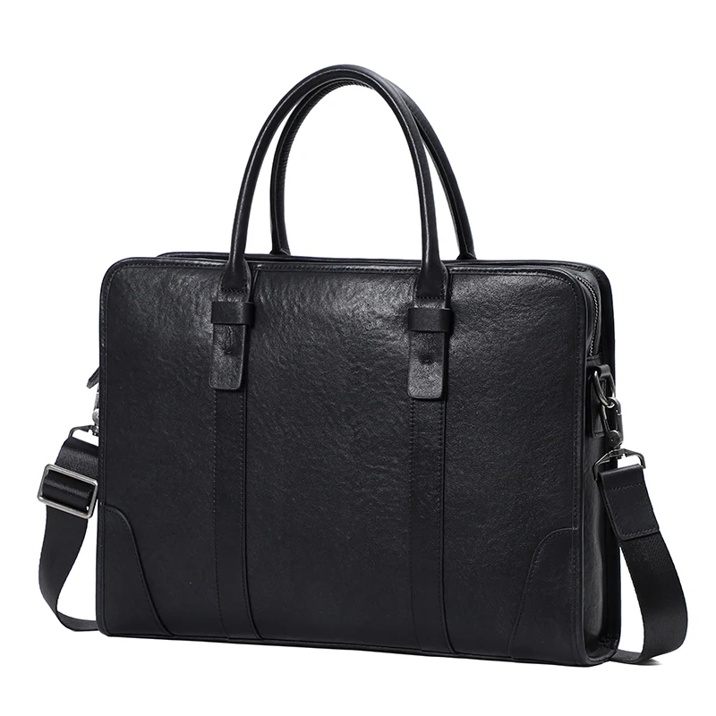 Business office Men's Briefcase Brand Genuine Leather Handbag male Computer Laptop bag Solid Black Tote Bags Men's Shoulder Bag