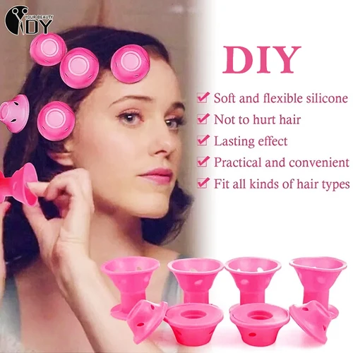 Imagen 1 del producto Rodillos mágicos para el cuidado del cabello para mujer, sin calor rizador de silicona suave, sin Clip, herramienta de peinado DIY, 10 piezas