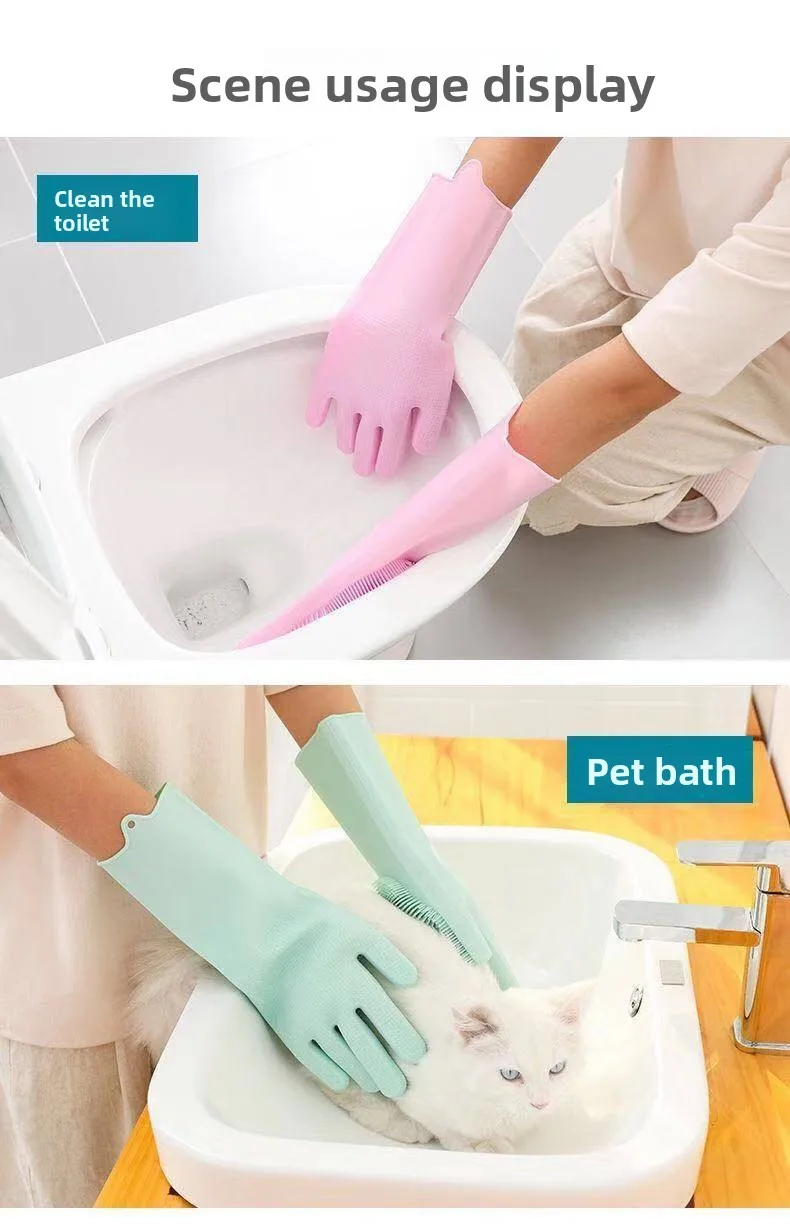 Silicone Dishwashing Gloves, Magic Gloves, Durable, Wear-Resistant, Waterproof Rubber Gloves for Special Use