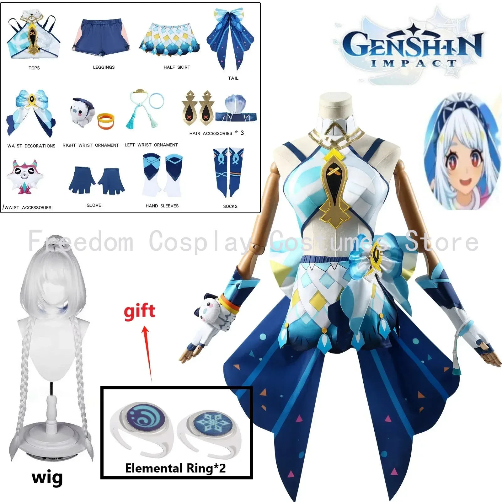 

Mualani Cosplay Costume wig Game Genshin Impact Natlan mualani Anime Role Play Carnival Party Suits Halloween coaplay clothing