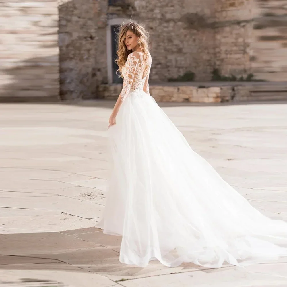 

Customize Mermaid Wedding Dresses Elegant Lace Appliques Bride Gowns With Detachable Train Vestidos Novias
