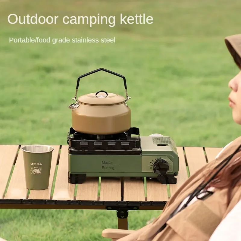 Outdoor Kettle Teapot 304 Stainless Steel Tea Pot Coffee Pot Kettle Safe and Convenient To Carry Special for Gas Open Flames