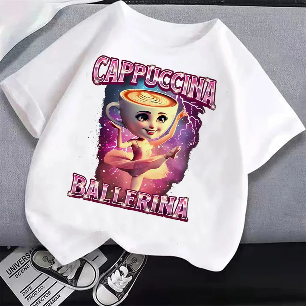 Italian Brainrot T-Shirt Kids Cartoon Anime Print Clothes Round Neck Basic Boys Tops Absorbent Casual Shirts Gift