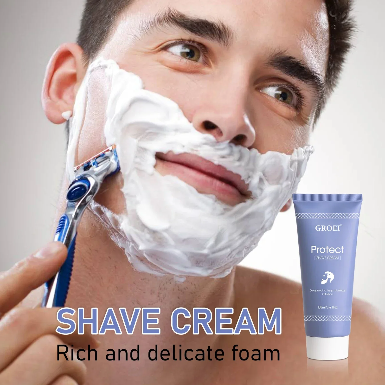 Soothing & Hydrating Shave Cream 100ml - Protective Formula for Sensitive Skin, Reduces Razor Burn with Rich Lather, Vegan.