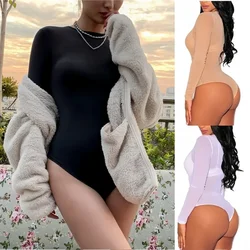 2026 NEW Black Turtleneck Long Sleeve Sexy See Through One-pieces silk Bodysuits thin Shirts Womans Club Street wear TOPS 2XXXL