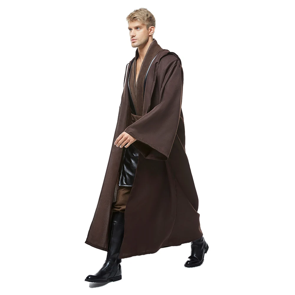 Anakin Skywalker Cosplay Fantasia Jedi Costume Belt Brown Uniform Cloak Outfits Men Halloween Cainival Party Disguise Clothes