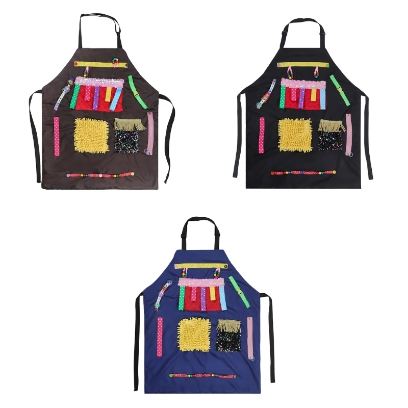 

Elderly Adult Sensory Apron with Busy Mechanism Adjustable Tie and Pocket 55KF