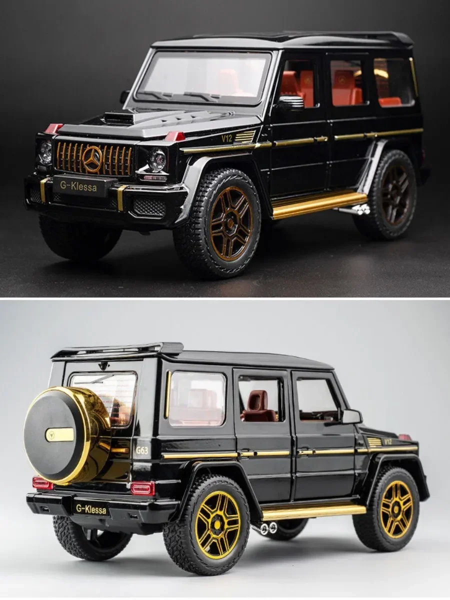 Modelo de coche de aleación G63 de simulación 1:24, sonido y luz, coche de juguete extraíble, vehículo todoterreno, colección de decoración para niños, coche de aleación de regalo