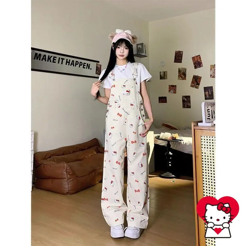 

Sanrio Kawaii комбинезоны Hello Kittys брюки для девочек новый стиль тонкий свободный повседневный милый удобный студенческий мультфильм Лидер продаж высокие подарки