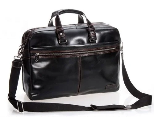 Leather Luxury Men Briefcase Business Bag Genuine male 15