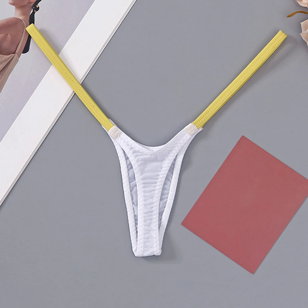 1pc Womens T Back Sexy Underwear Thin Straps Low Waist Multicolor Stitching Thongs Breathable Sexy Hot Mini G-string image 5