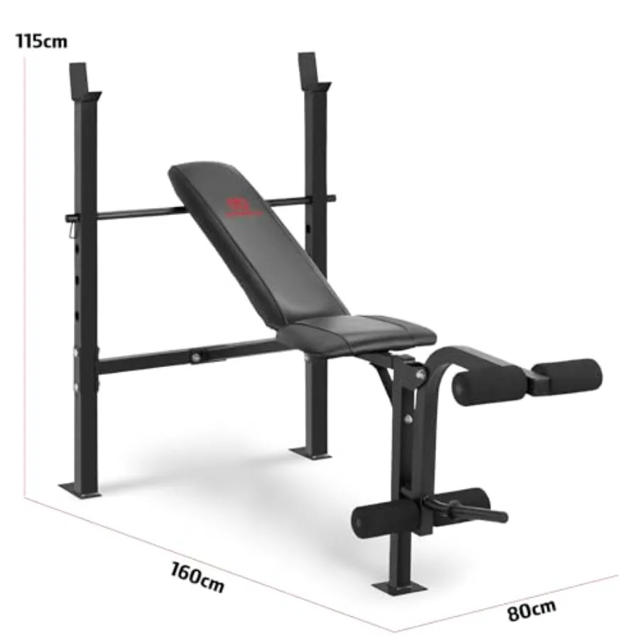 Home Gym Strength Training Equipment: Standard Weight Bench with Leg Developer Steel Frame Black Adjustable 5-Position Back Pad