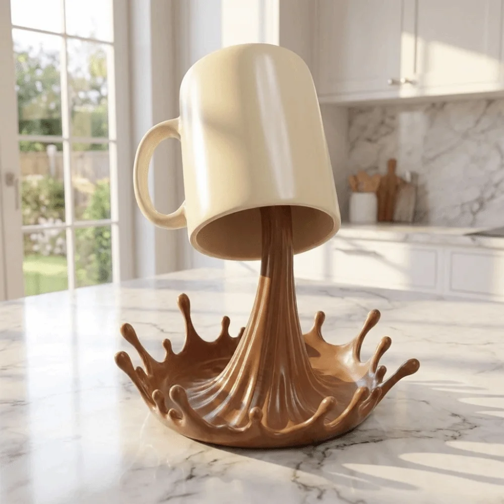 Practical 3D Printed Water Splash Shaped Cup Holder Creative Plastic Milk Splash Cup Rack Water Spray Cup Holder For Home