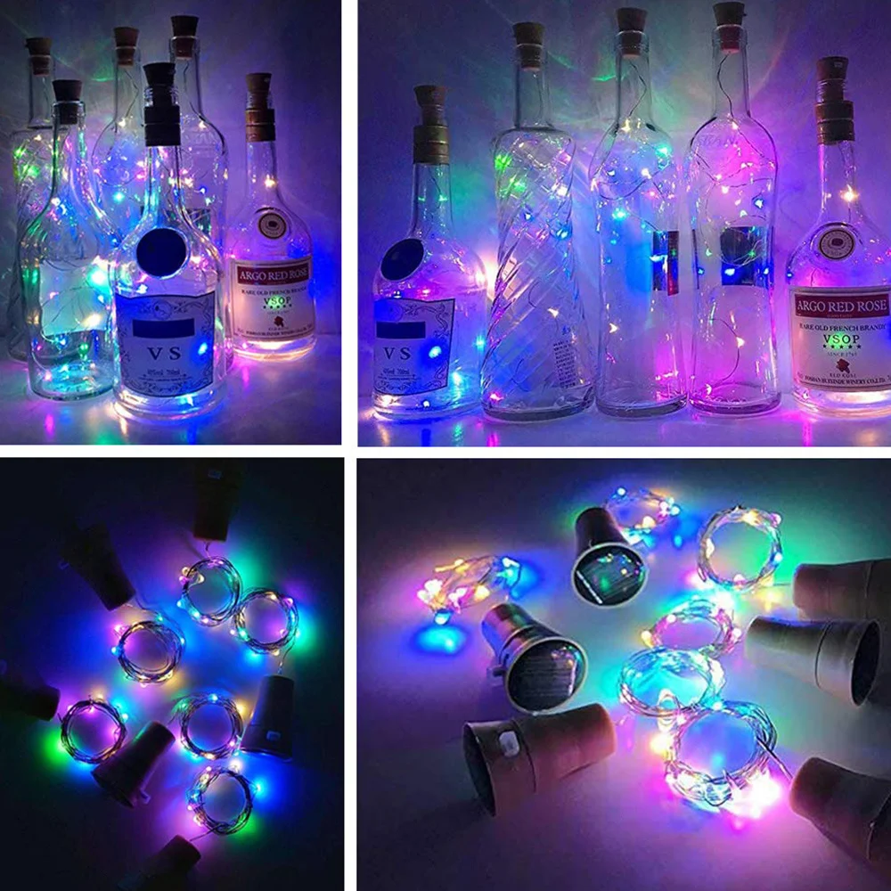 10pcs/lot LED Solar Wine Bottle Light 2M 20LED Copper Cork Fairy Lights DIY Christmas String Lights For Party Wedding Dcoration