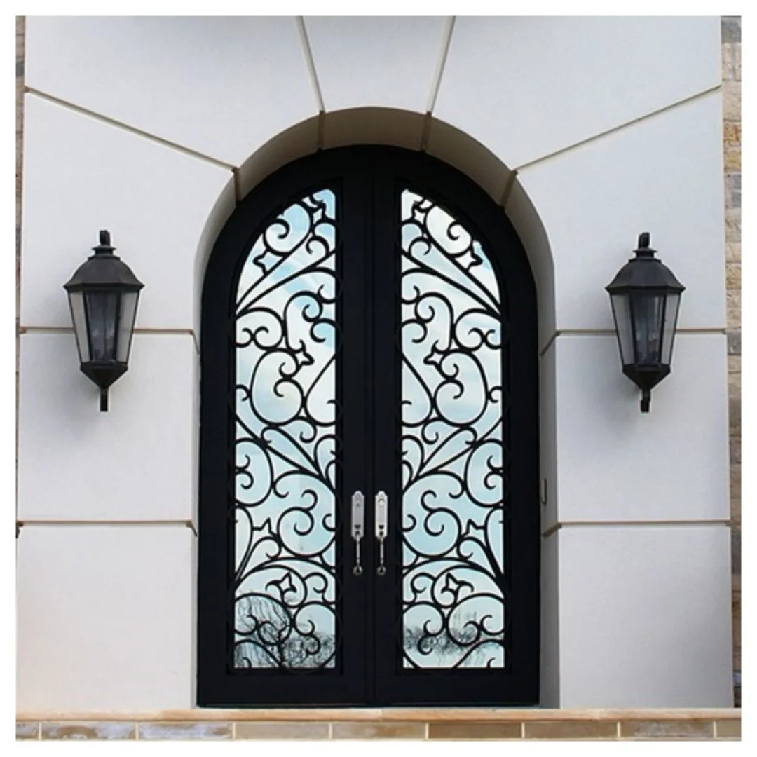 Wrought Iron Double Doors Steel Front Door for Home Australia Iron Wrought Doors