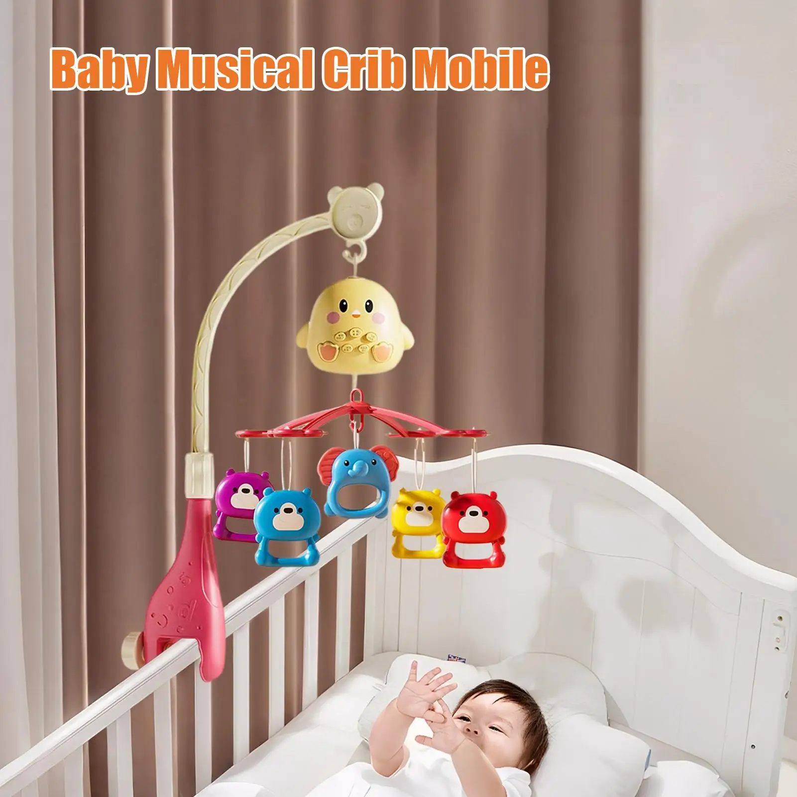 Musical Baby Crib Mobile With Remote Control Rotating Soother Toy For 0-18 Months Girls Boys Bed Play Decor sleeping aid