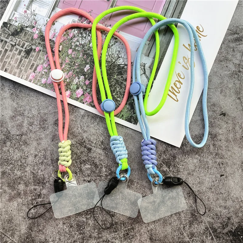 Pendant for Mobile Case Lanyard Adjustable Neck Strap Contrast Color Rope Necklace Handmade Telephone Accessory Premium Keychain