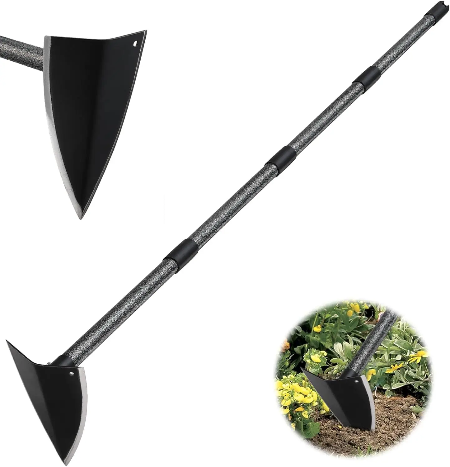

Triangle Hoe Garden Tool, 60" Long Handle Heavy Duty Weeder for Digging, Loosening Soil, Sharp Stainless Steel Blade