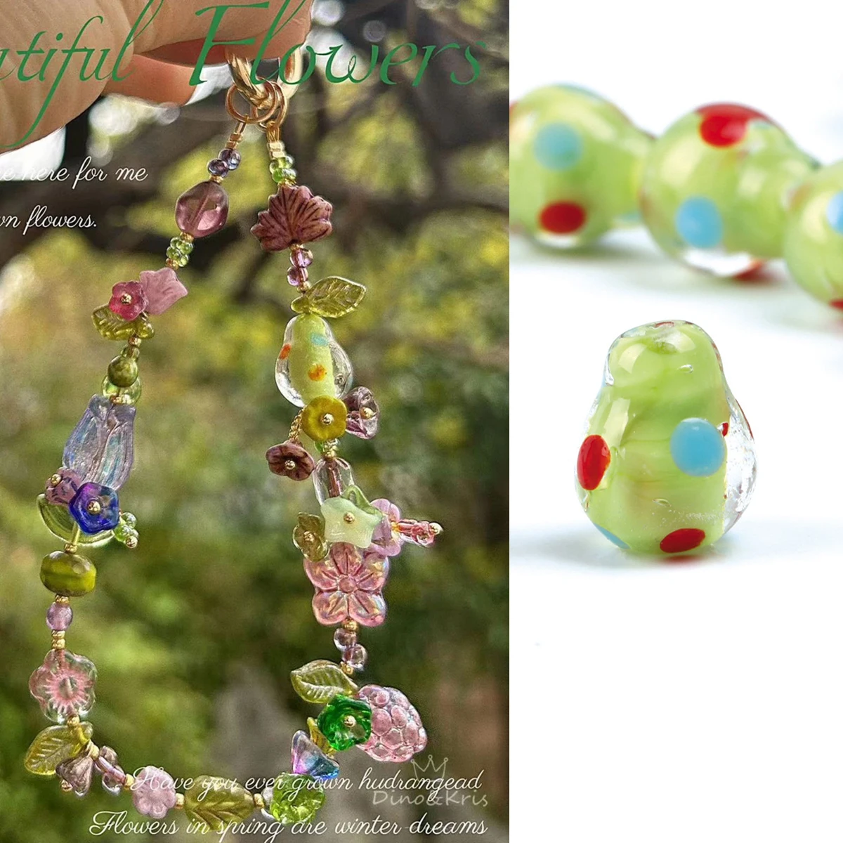 4 Stück/8 Stück/12 Stück bunte Spitze grüne birnenförmige Glasur Glasperlen für Schmuckherstellung DIY lose Spacer Lampwork Perlen