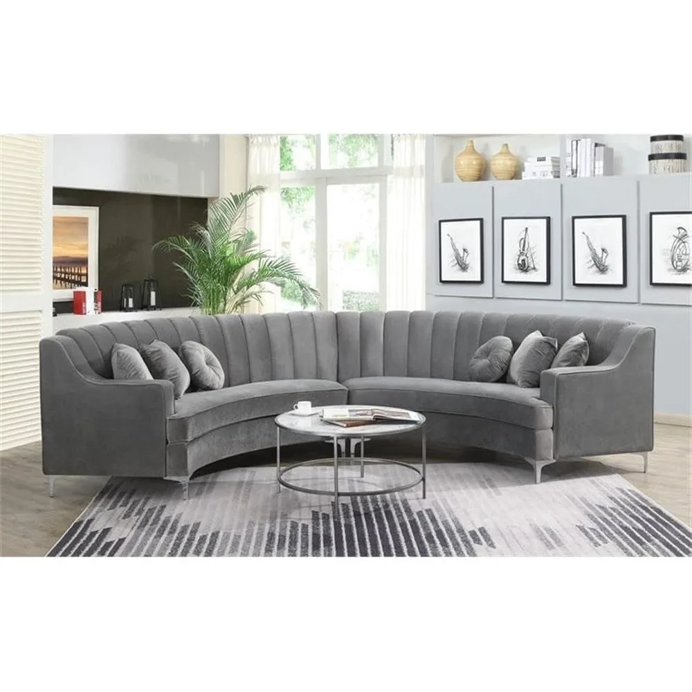 Curved Sofas for Living Room Velvet Symmetrical Modular Sectional Couch, 142