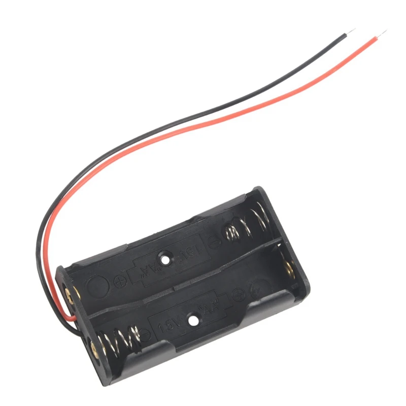 15 قطعة 2 × 1.5 فولت AA صندوق حامل البطارية أسود مع سلك يؤدي-AAAE