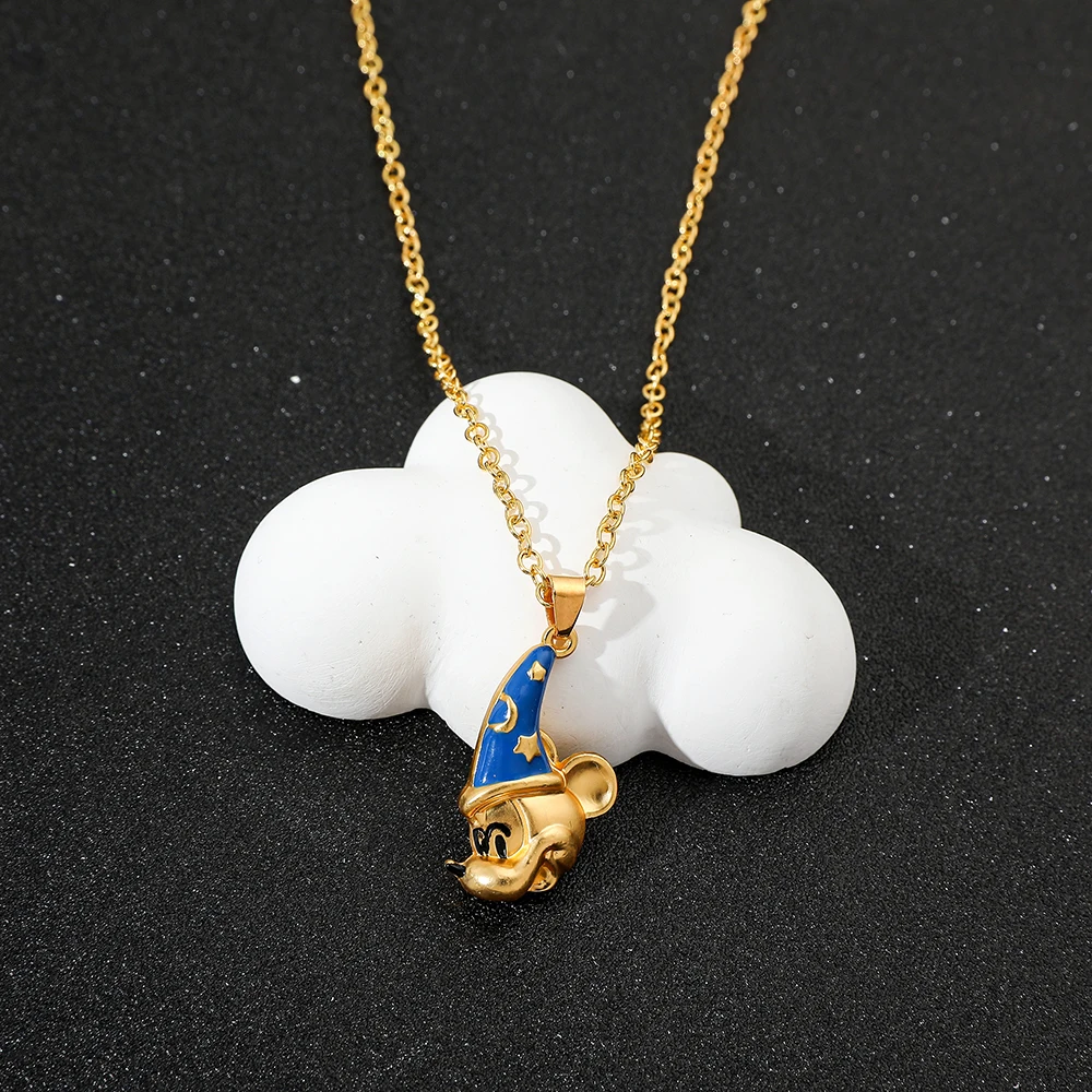 Disney Gold Color Cartoon Mickey Mouse Pendant Necklaces for Women Girls Accessories Wedding Party Favors Gifts for Friends