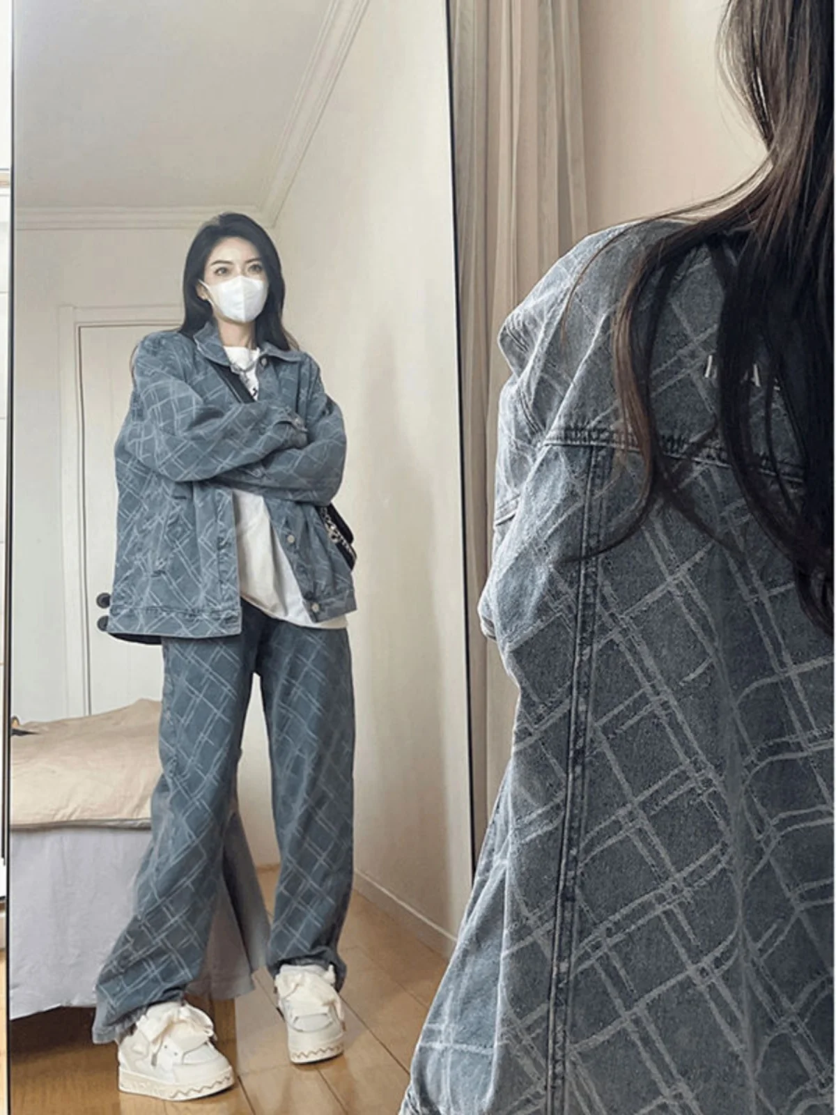 

Куртка-жакет из денима в американском ретро-стиле, размер 300 Pou, осенне-зимняя, в корейском стиле, с отложным воротником, премиум-класса